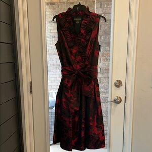 Jessica Howard Red and Black Floral Midi Dress Wize 14